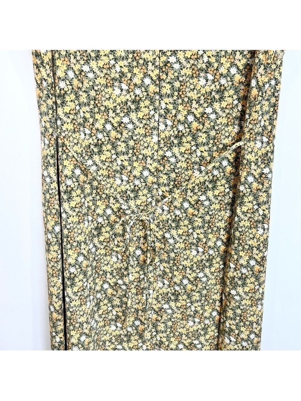 Vintage 90s Canadian made green orange peach floral sleeveless maxi dress 15/16 - Picture 9 of 13
